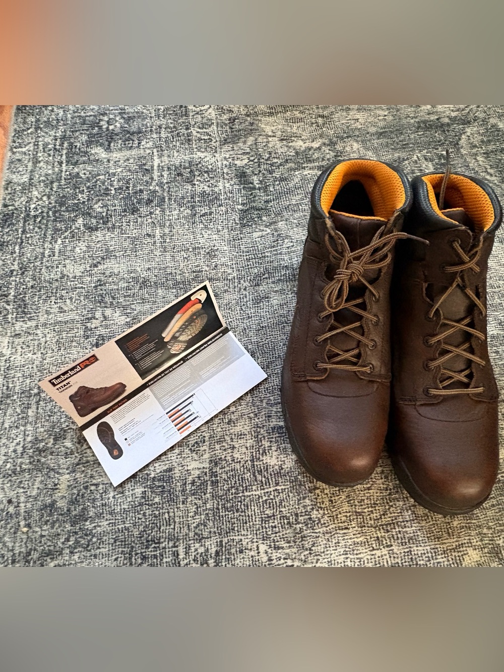 Timberland Brown Leather Lace-Up Boots with Orange Lining